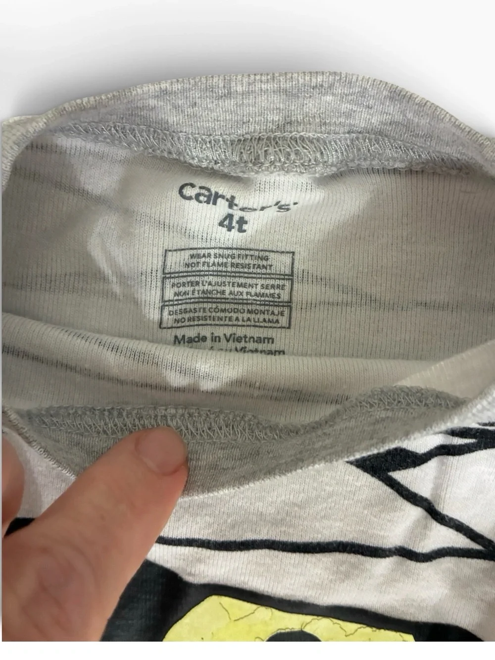 Carter's White, Gray & Yellow Mummy Pajama Set EUC